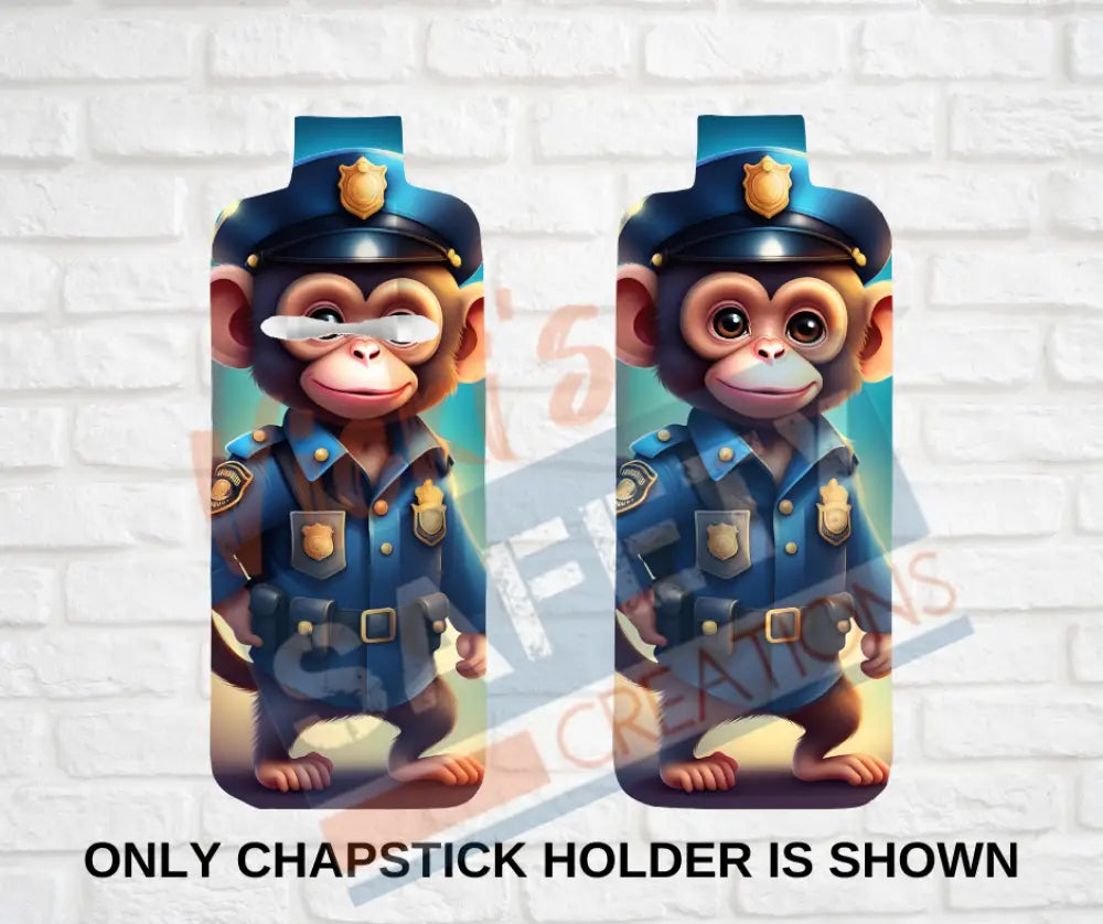 Keychain accessories - Chapstick Holder Lotion Holder Key fob - MONKEY Monkey Police / Chapstick Holder ONLY Car gift