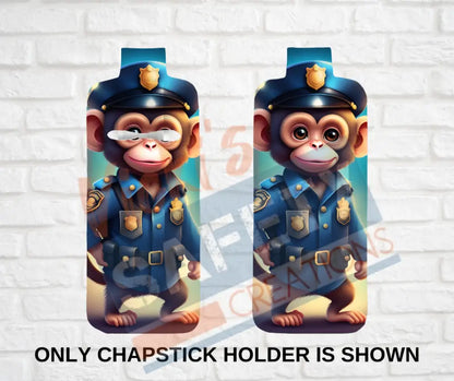 Keychain accessories - Chapstick Holder Lotion Holder Key fob - MONKEY Monkey Police / Chapstick Holder ONLY Car gift