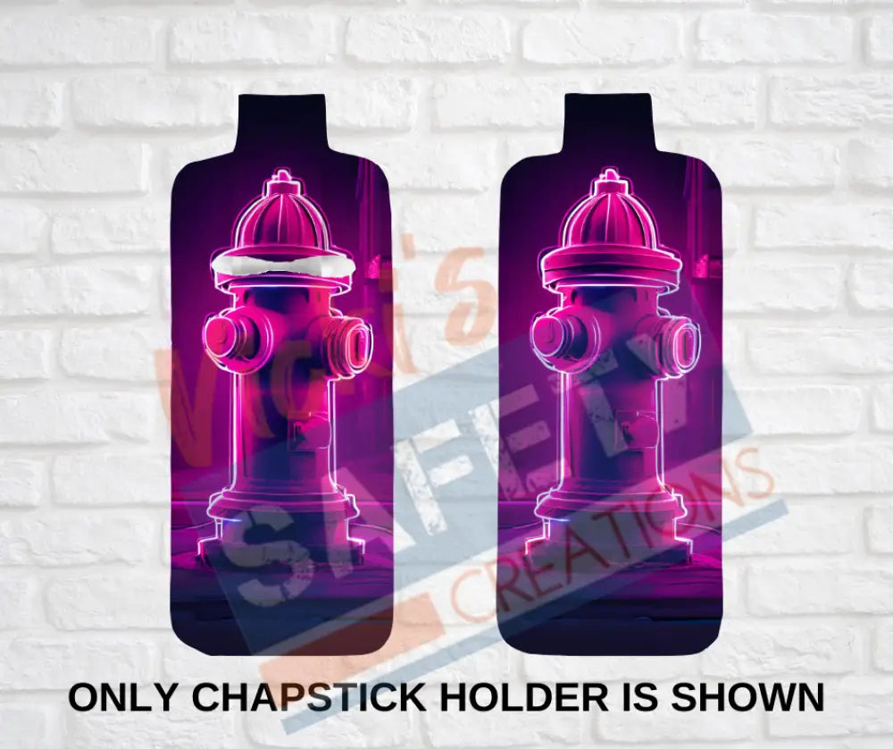 Keychain accessories - Chapstick Holder Lotion Holder Key fob - NEON FIRE HYDRANT Car gift set