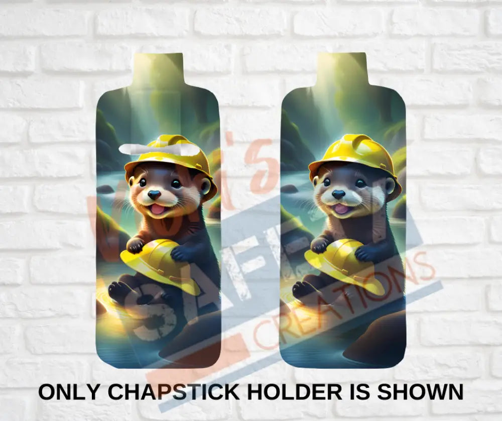 Keychain accessories - Chapstick Holder Lotion Holder Key fob - OTTER Otter Hard Hat / Chapstick Holder ONLY Car gift