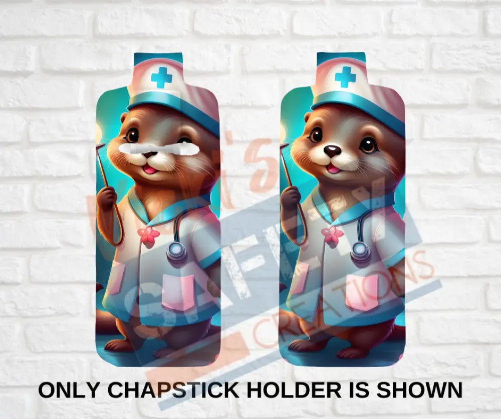 Keychain accessories - Chapstick Holder Lotion Holder Key fob - OTTER Otter Nurse / Chapstick Holder ONLY Car gift set