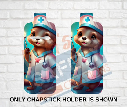 Keychain accessories - Chapstick Holder Lotion Holder Key fob - OTTER Otter Nurse / Chapstick Holder ONLY Car gift set