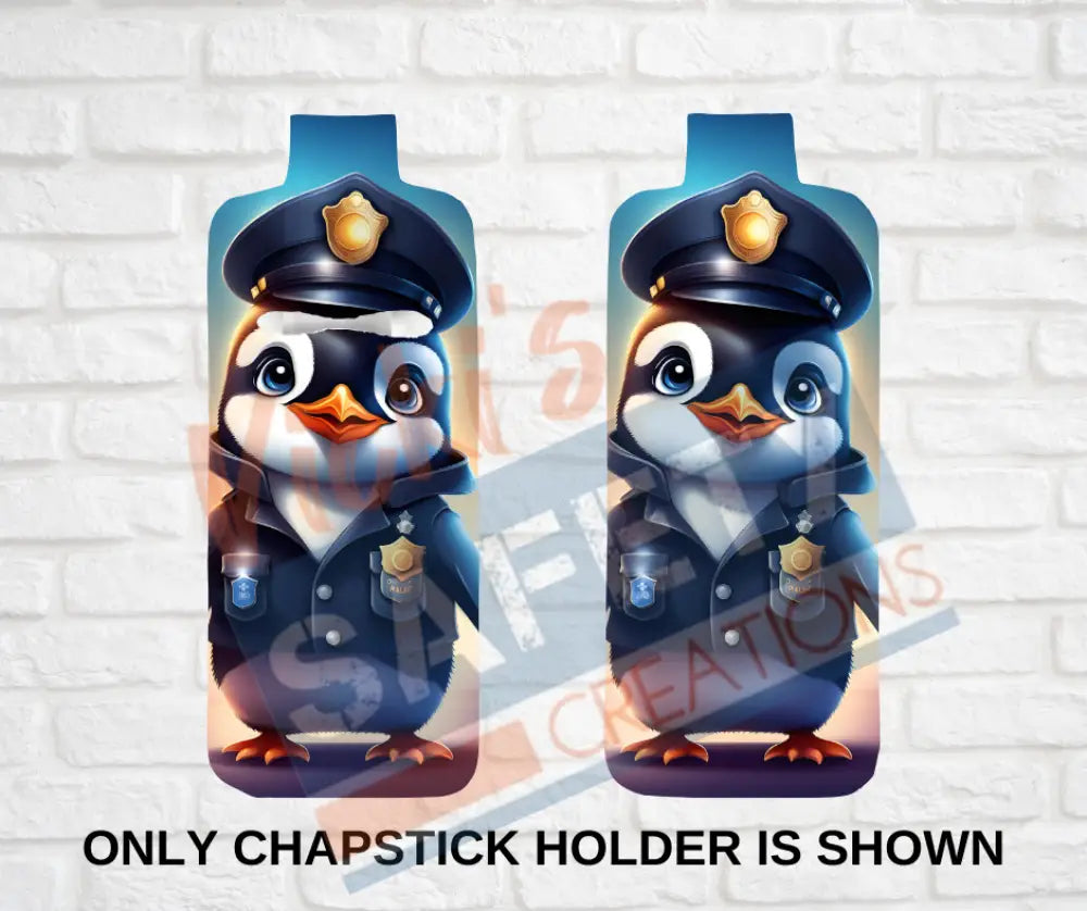 Keychain accessories - Chapstick Holder Lotion Holder Key fob - PENGUIN Penguin Police / Chapstick Holder ONLY Car gift