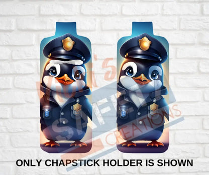 Keychain accessories - Chapstick Holder Lotion Holder Key fob - PENGUIN Penguin Police / Chapstick Holder ONLY Car gift