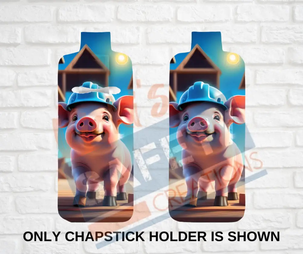 Keychain accessories - Chapstick Holder Lotion Holder Key fob -PIG Pig Hard Hat / Chapstick Holder ONLY Car gift set