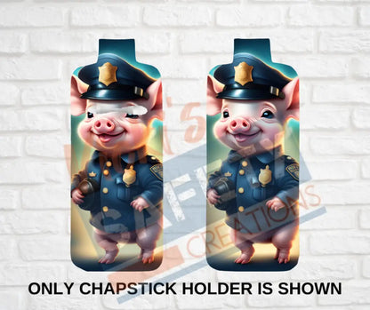 Keychain accessories - Chapstick Holder Lotion Holder Key fob -PIG Pig Police / Chapstick Holder ONLY Car gift set