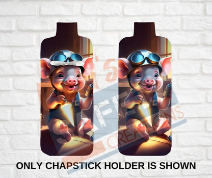 Keychain accessories - Chapstick Holder Lotion Holder Key fob -PIG Pig Welder / Chapstick Holder ONLY Car gift set