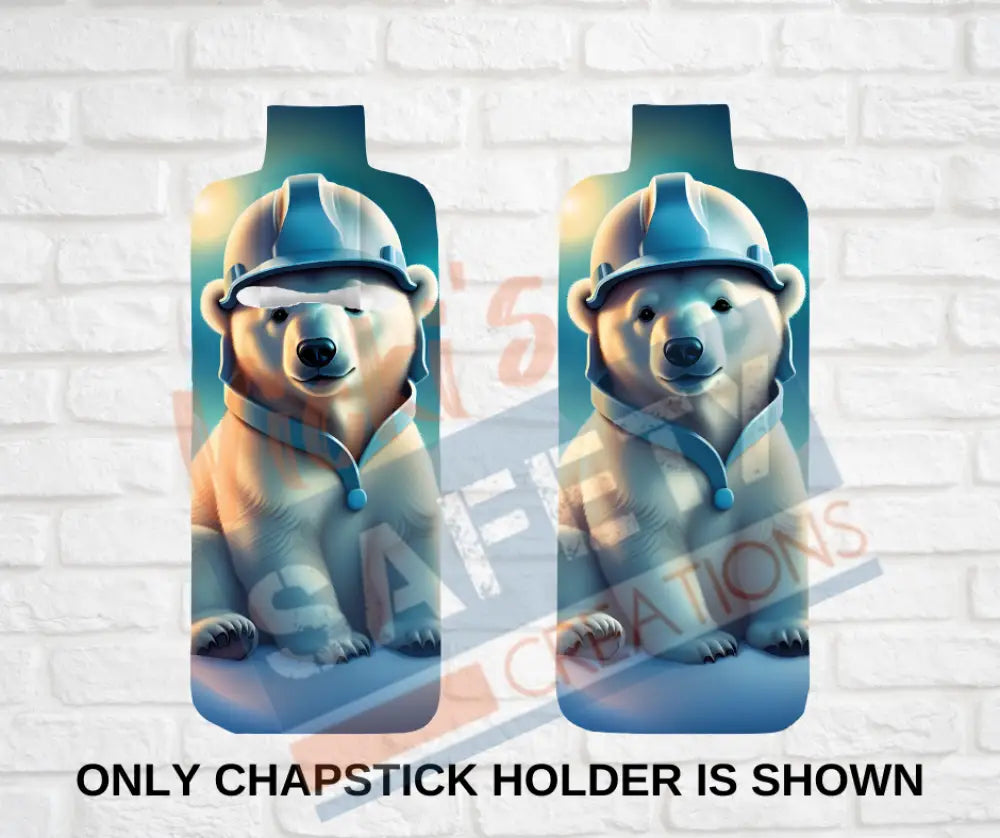 Keychain accessories - Chapstick Holder Lotion Holder Key fob - POLAR BEAR Polar Bear Hard Hat / Chapstick Holder ONLY