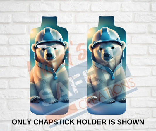 Keychain accessories - Chapstick Holder Lotion Holder Key fob - POLAR BEAR Polar Bear Hard Hat / Chapstick Holder ONLY