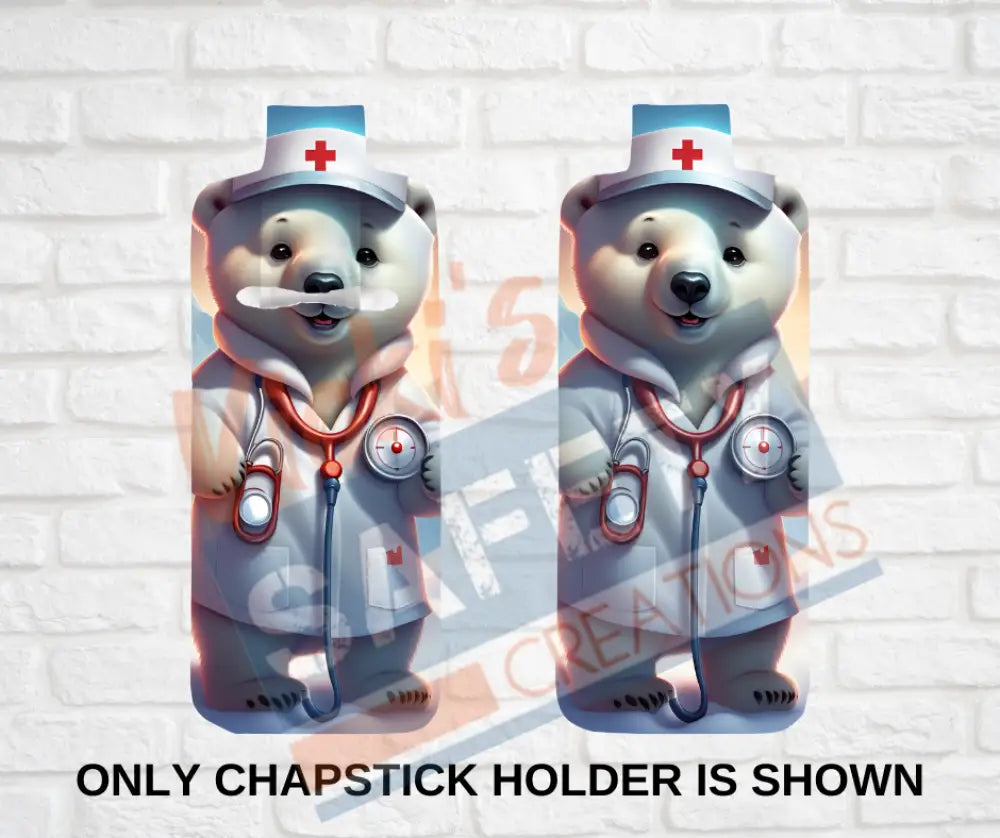 Keychain accessories - Chapstick Holder Lotion Holder Key fob - POLAR BEAR Polar Bear Nurse / Chapstick Holder ONLY Car
