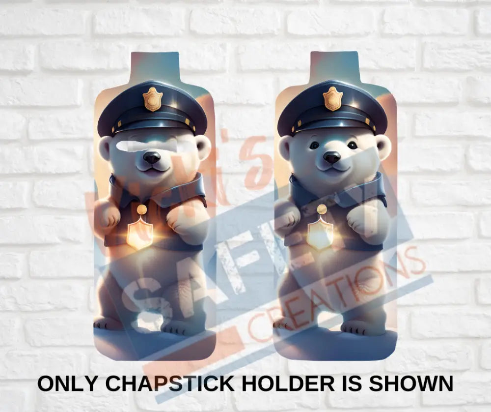 Keychain accessories - Chapstick Holder Lotion Holder Key fob - POLAR BEAR Polar Bear Police / Chapstick Holder ONLY