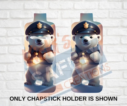 Keychain accessories - Chapstick Holder Lotion Holder Key fob - POLAR BEAR Polar Bear Police / Chapstick Holder ONLY