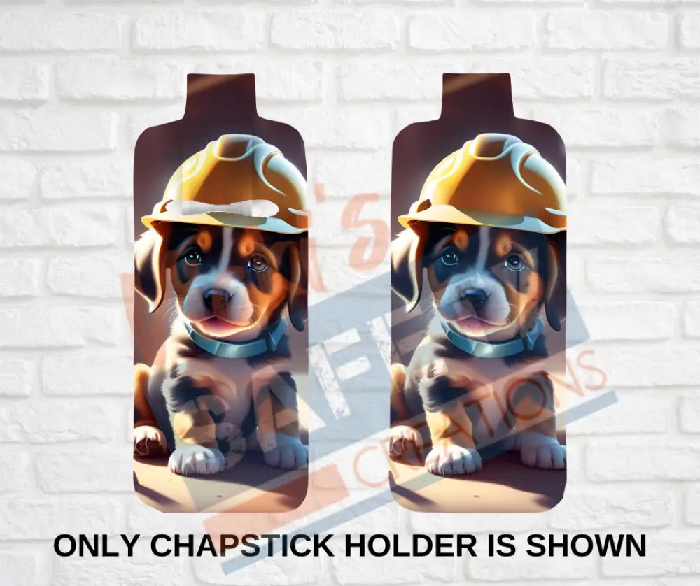 Keychain accessories - Chapstick Holder Lotion Holder Key fob - PUPPY Puppy Hard Hat / Chapstick ONLY Car gift set