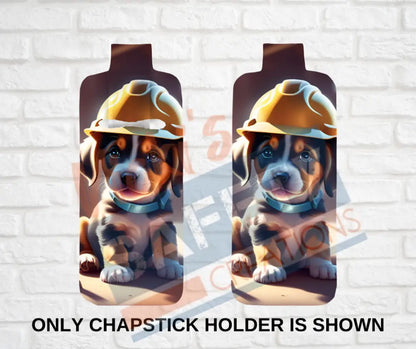 Keychain accessories - Chapstick Holder Lotion Holder Key fob - PUPPY Puppy Hard Hat / Chapstick ONLY Car gift set