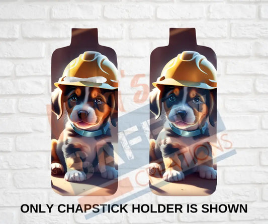 Keychain accessories - Chapstick Holder Lotion Holder Key fob - PUPPY Puppy Hard Hat / Chapstick ONLY Car gift set
