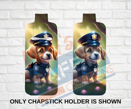Keychain accessories - Chapstick Holder Lotion Holder Key fob - PUPPY Puppy Police / Chapstick ONLY Car gift set
