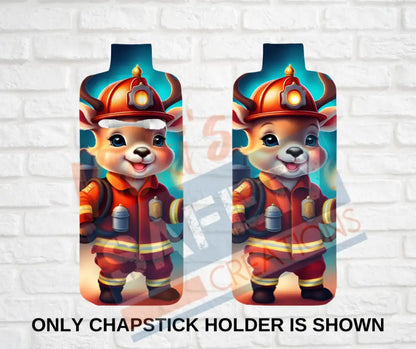 Keychain accessories - Chapstick Holder Lotion Holder Key fob -REINDEER Reindeer Firefighter / Chapstick Holder ONLY