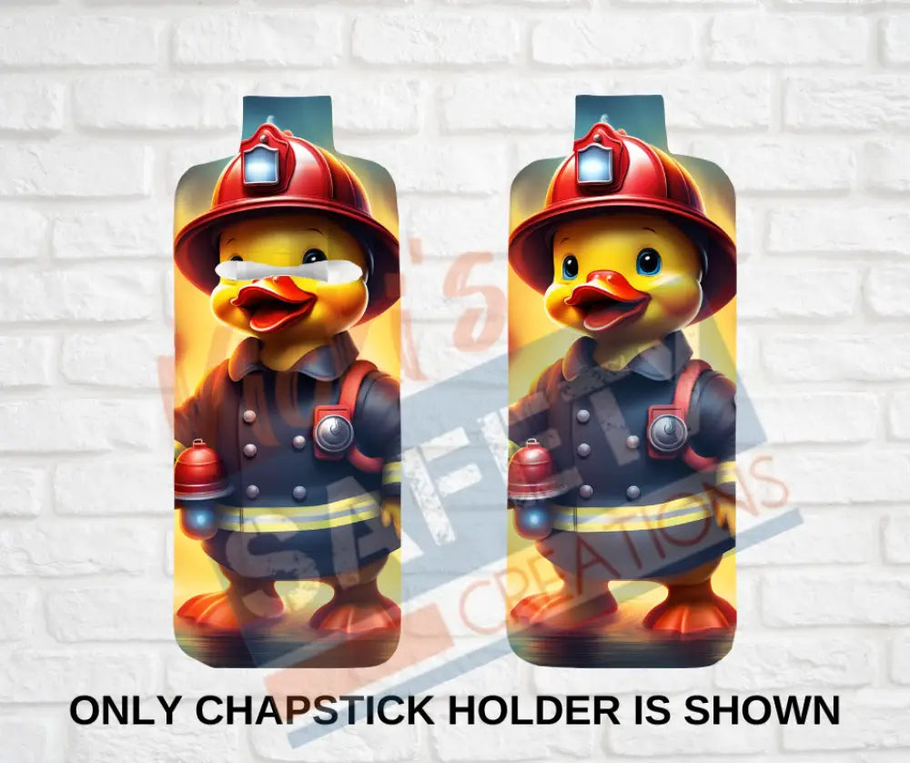 Keychain accessories - Chapstick Holder Lotion Holder Key fob - RUBBER DUCK Rubber Duck Firefighter / Chapstick Holder