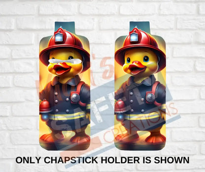 Keychain accessories - Chapstick Holder Lotion Holder Key fob - RUBBER DUCK Rubber Duck Firefighter / Chapstick Holder