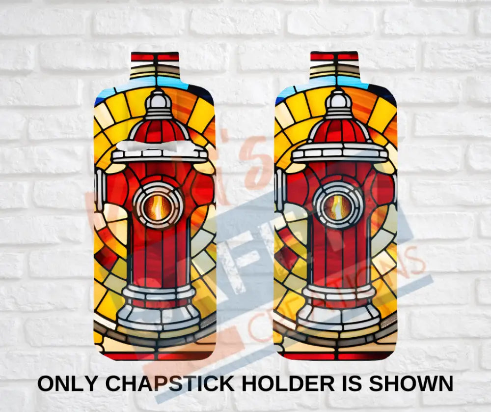 Keychain accessories - Chapstick Holder Lotion Holder Key fob - STAINED GLASS FIRE HYDANT Car gift set