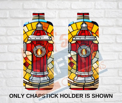 Keychain accessories - Chapstick Holder Lotion Holder Key fob - STAINED GLASS FIRE HYDANT Car gift set