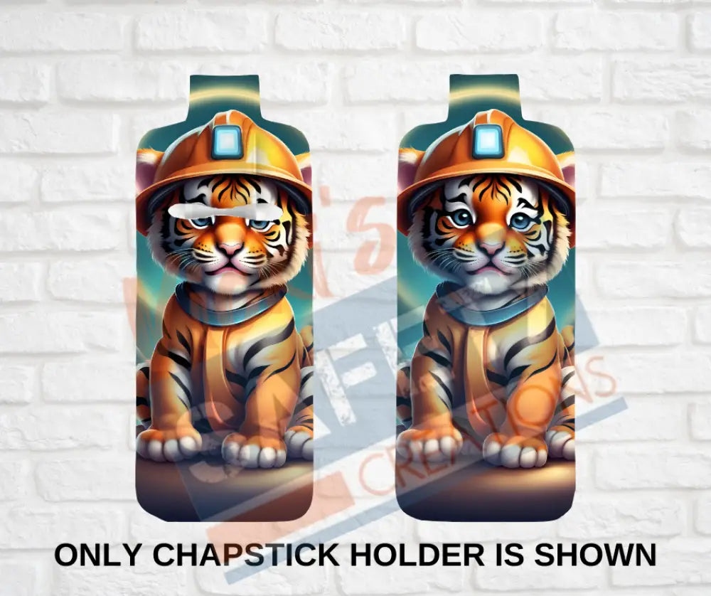 Keychain accessories - Chapstick Holder Lotion Holder Key fob - TIGER Tiger Hard Hat / Chapstick Holder ONLY Car gift