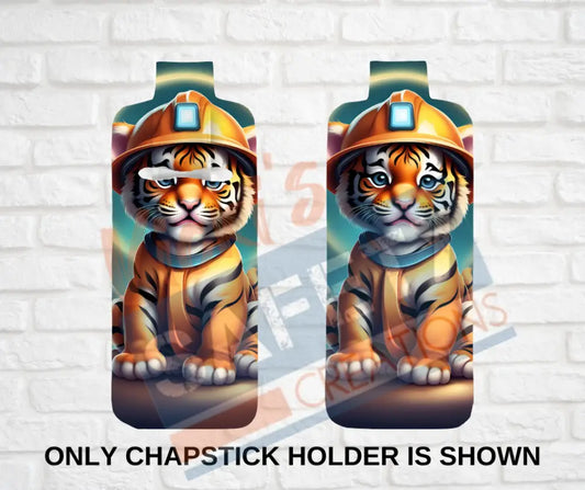 Keychain accessories - Chapstick Holder Lotion Holder Key fob - TIGER Tiger Hard Hat / Chapstick Holder ONLY Car gift