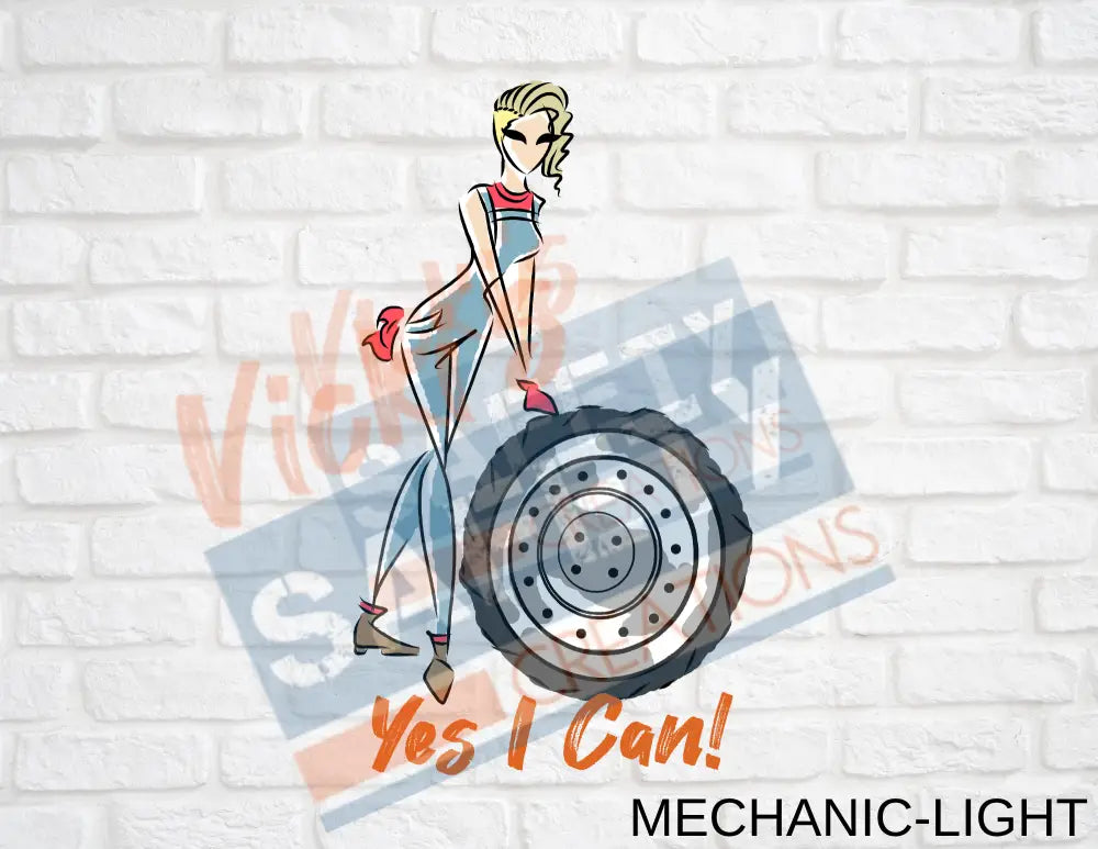 Ladies Cotton T-Shirt-Yes I Can Collection (Asst. Colors & Designs) Mechanic-Light / LADIES-SMALL / Carolina Blue Adult