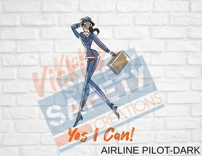 Large Basic Tote-Yes I Can Collection (Asst. Designs) Airline Pilot-Dark Bags