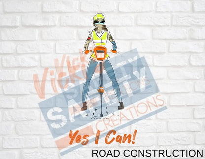 Large Basic Tote-Yes I Can Collection (Asst. Designs) Road Construction Worker Bags