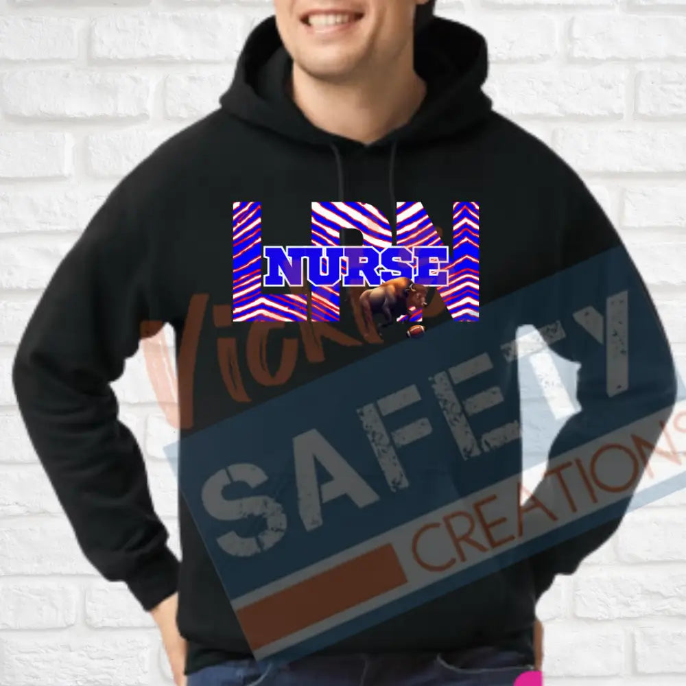 LPN-Nurse-Buffalo Stripes (Adult and Ladies Sizes Only) Hoodie / ADULT-Small Adult Clothing