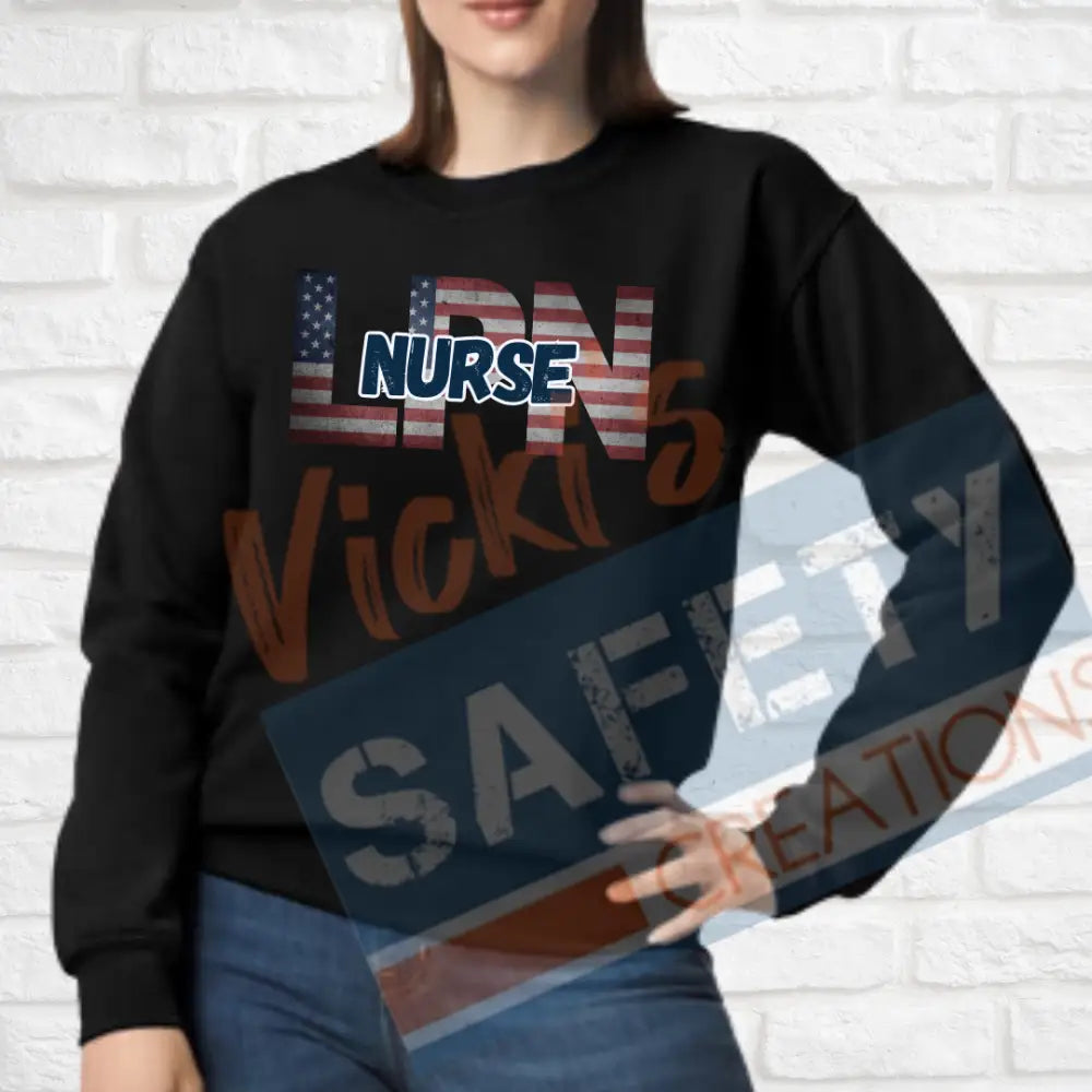 LPN-Nurse-Vintage Flag (Adult and Ladies Sizes Only) Crew Sweatshirt / ADULT-Small Adult Clothing