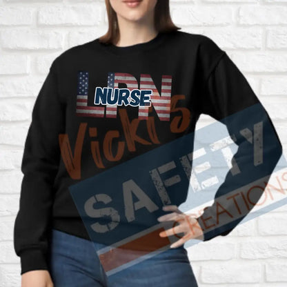 LPN-Nurse-Vintage Flag (Adult and Ladies Sizes Only) Crew Sweatshirt / ADULT-Small Adult Clothing