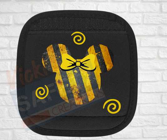 Luggage Handle Wrap-Caution Stripes Mouse Ears