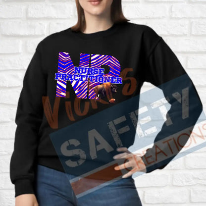 NP-Nurse Practitioner-Buffalo Stripes (Adult and Ladies Sizes Only) Crew Sweatshirt / ADULT-Small Adult Clothing