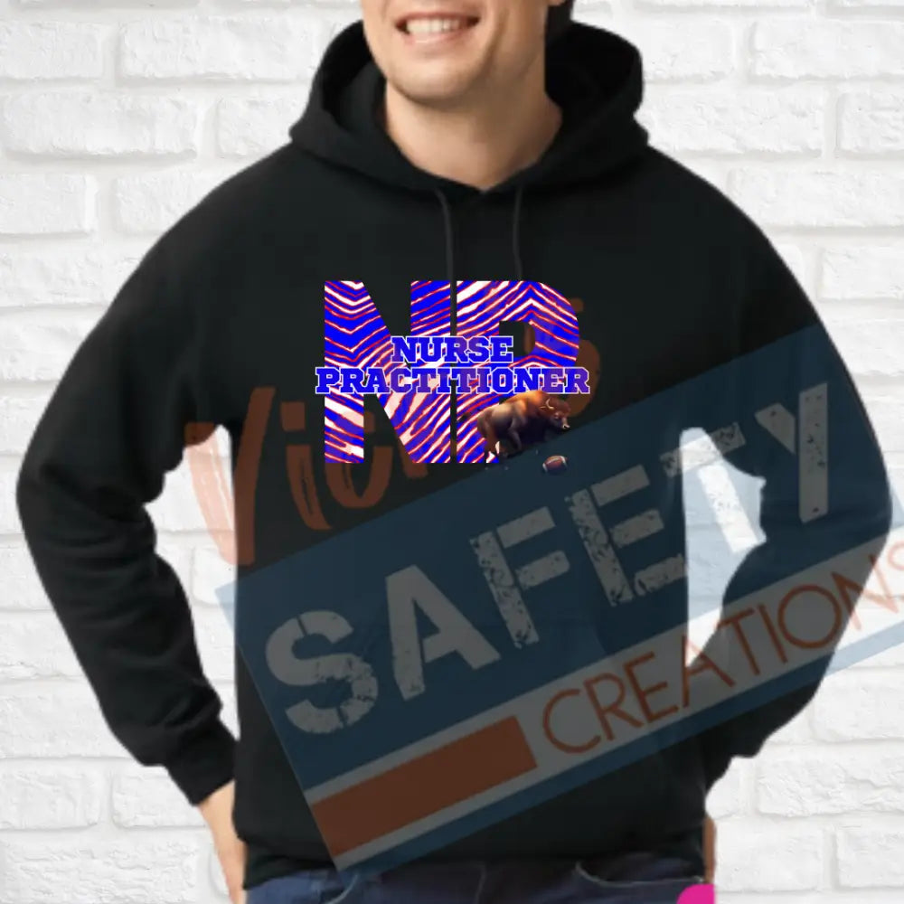 NP-Nurse Practitioner-Buffalo Stripes (Adult and Ladies Sizes Only) Hoodie / ADULT-Small Adult Clothing