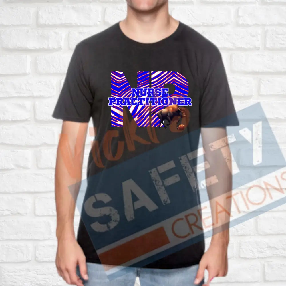 NP-Nurse Practitioner-Buffalo Stripes (Adult and Ladies Sizes Only) T-shirt / ADULT-Small Adult Clothing