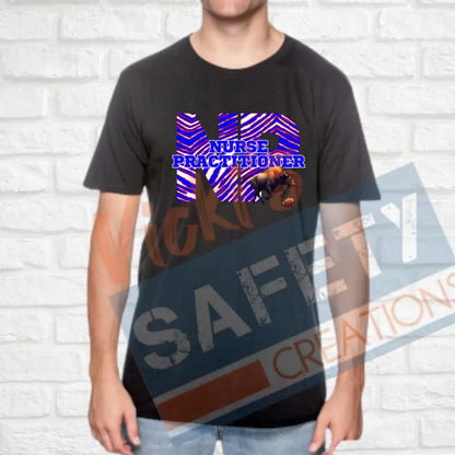 NP-Nurse Practitioner-Buffalo Stripes (Adult and Ladies Sizes Only) T-shirt / ADULT-Small Adult Clothing