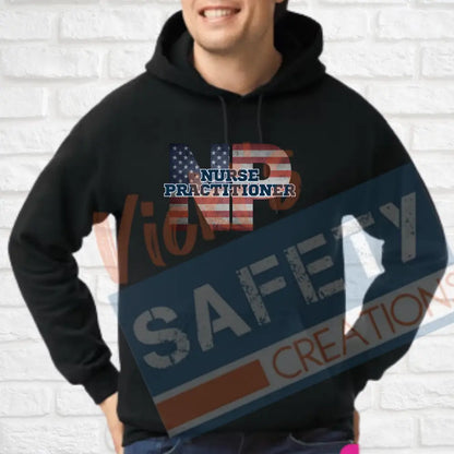 NP-Nurse Practitioner-Vintage Flag (Adult and Ladies Sizes Only) Hoodie / ADULT-Small Adult Clothing