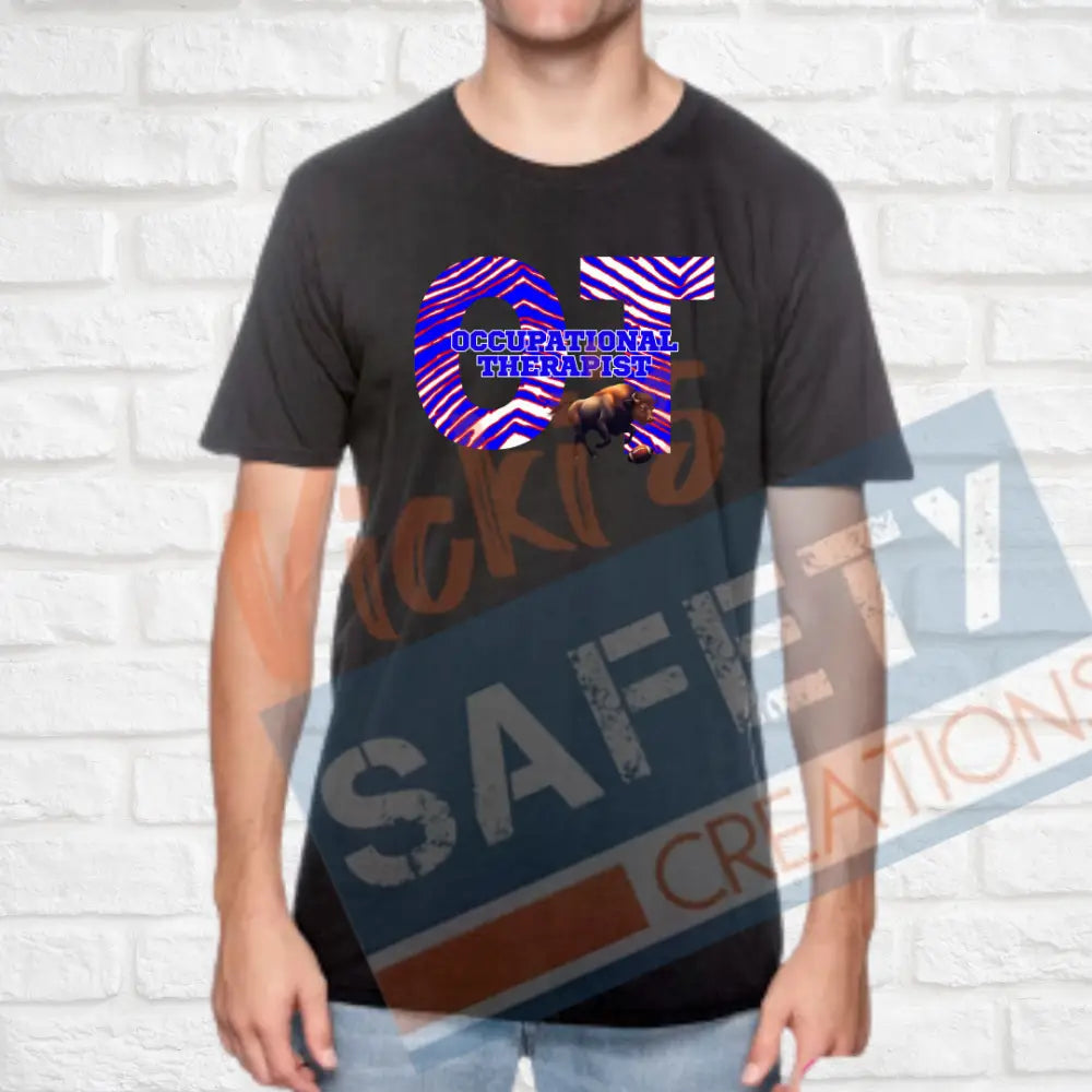 OT-Occupational Therapist-Buffalo Stripes (Adult and Ladies Sizes Only) T-shirt / ADULT-Small Adult Clothing