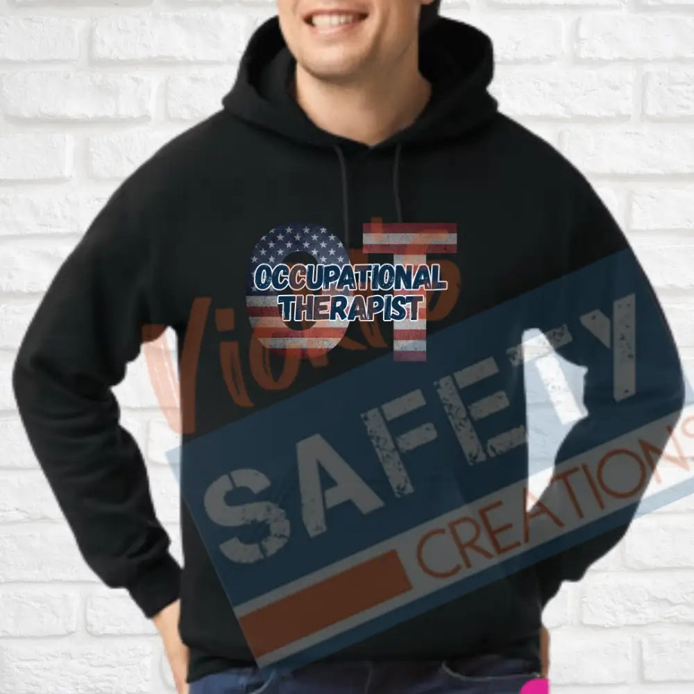 OT-Occupational Therapist-Vintage Flag (Adult and Ladies Sizes Only) Hoodie / ADULT-Small Adult Clothing