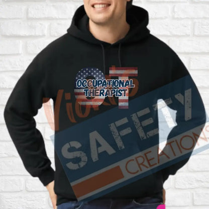 OT-Occupational Therapist-Vintage Flag (Adult and Ladies Sizes Only) Hoodie / ADULT-Small Adult Clothing