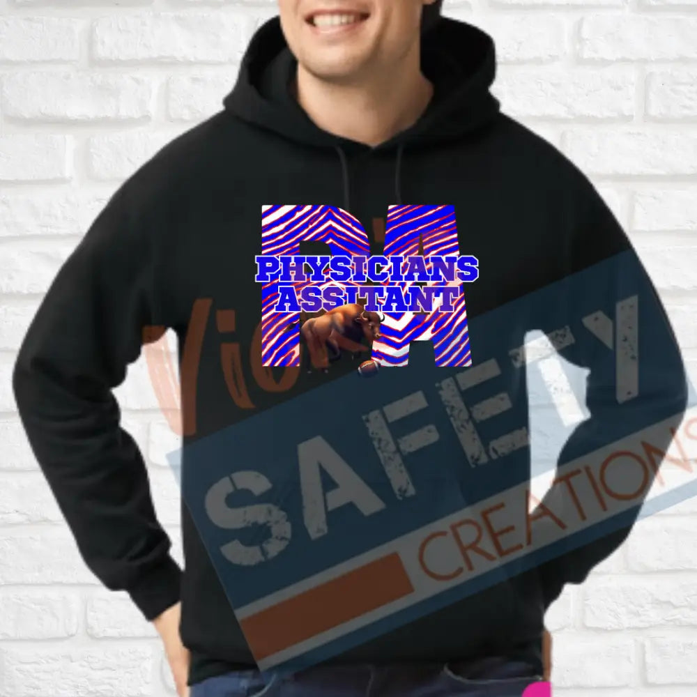PA-Physicians Assistant-Buffalo Stripes (Adult and Ladies Sizes Only) Hoodie / ADULT-Small Adult Clothing