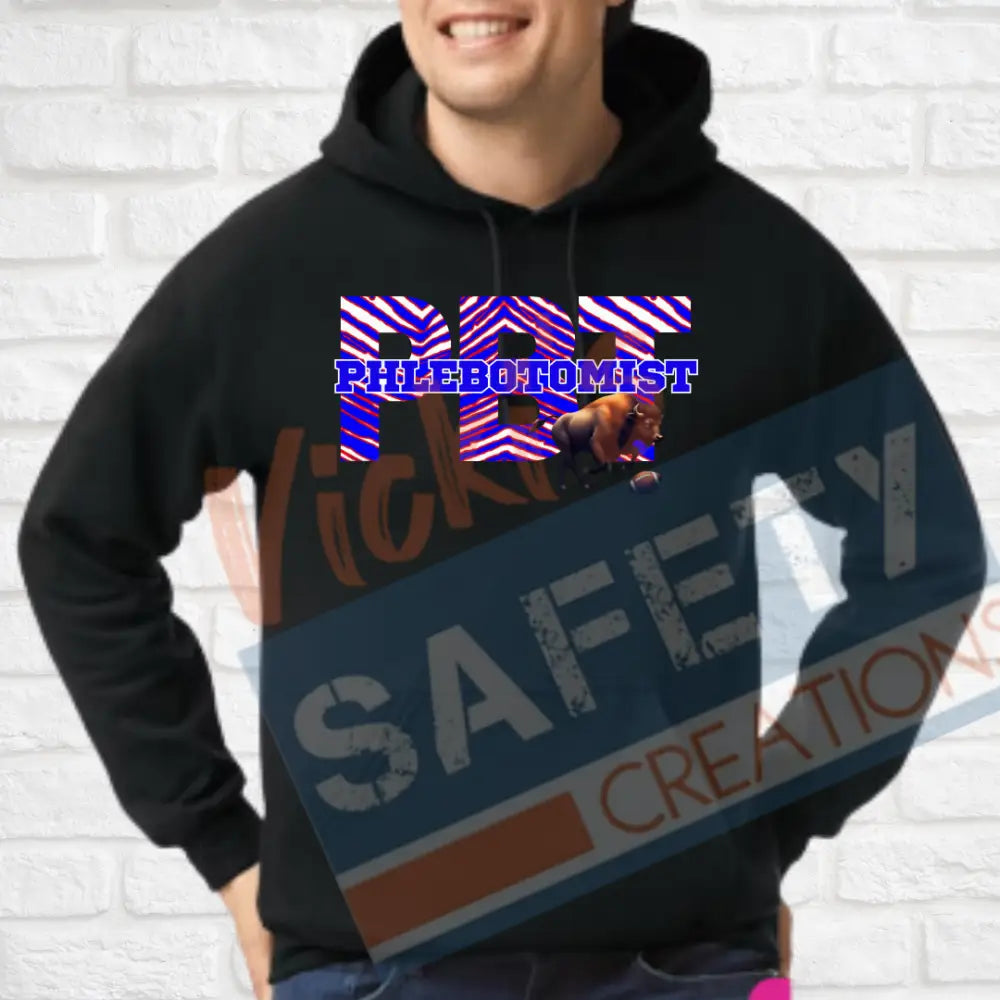 PBT-Phlebotomist-Buffalo Stripes (Adult and Ladies Sizes Only) Hoodie / ADULT-Small Adult Clothing