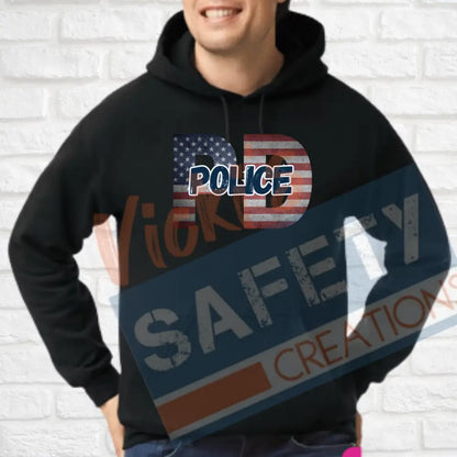 PD-Police-Vintage Flag (Adult and Ladies Sizes Only) Hoodie / ADULT-Small Adult Clothing