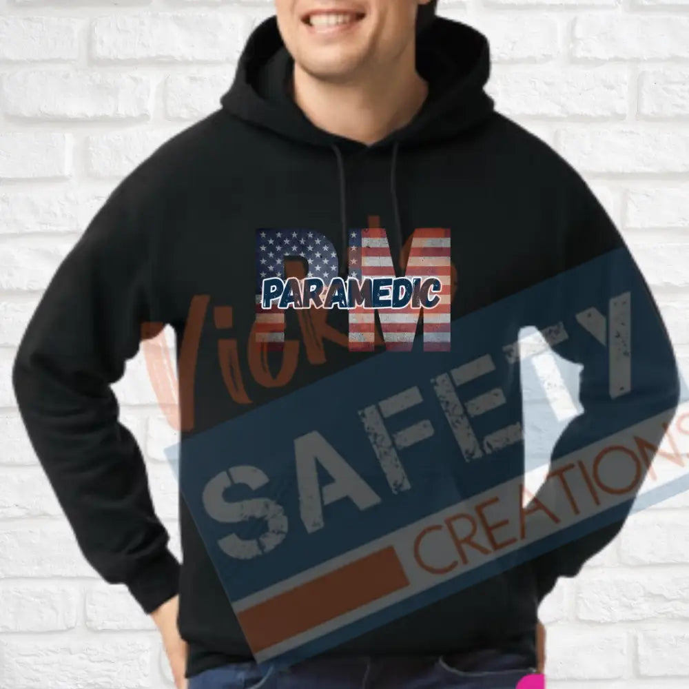 PM-Paramedic-Vintage Flag (Adult and Ladies Sizes Only) Hoodie / ADULT-Small Adult Clothing