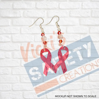 Red Awareness Ribbon Dangle Earrings Earrings