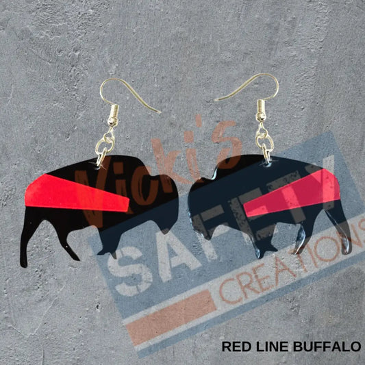 Red Line Buffalo Dangles Earrings