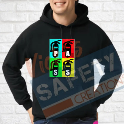 Retro P.A.S.S. Fire Extinguishers (Adult Youth Toddler Infant Sizes) Hoodie / ADULT-Small Adult Clothing