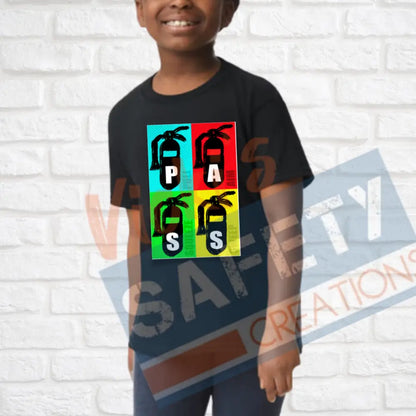 Retro P.A.S.S. Fire Extinguishers (Adult Youth Toddler Infant Sizes) T-shirt/Onesie / YOUTH-Medium Adult Clothing